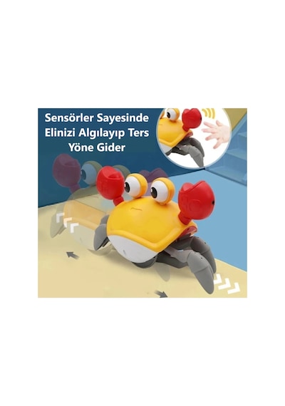 Emeklemeye Ve Yürümeye Yardımcı Şarjlı Çarpma Sensörlü Sağa Ve Sola Hareket Eden Oyuncak Yengeç