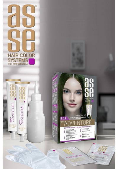Asse Adventure Set Saç Boyası, Kalıcı Ve Canlı Renkler 1+1 İki Kullanım Seti No:8.11 Açık Doğal Zey