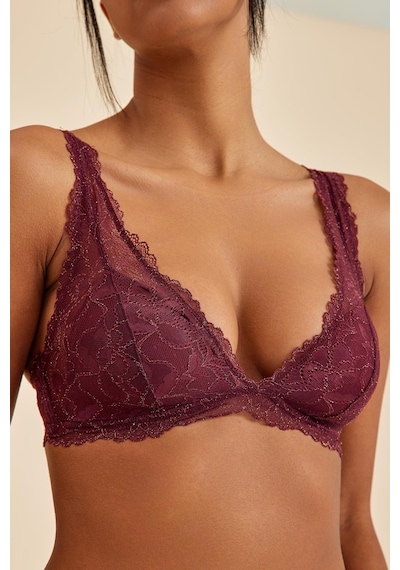 Amarelle Roma Bordo Balensiz Dantelli Dolgusuz Üçgen Bralet Sütyen bordo