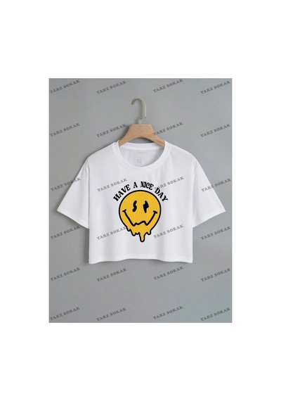 Tarzsokak Crop Ckod-232913 Karikatür & Sloganlı Grafik Crop Ckod-232913 Tee Beyaz