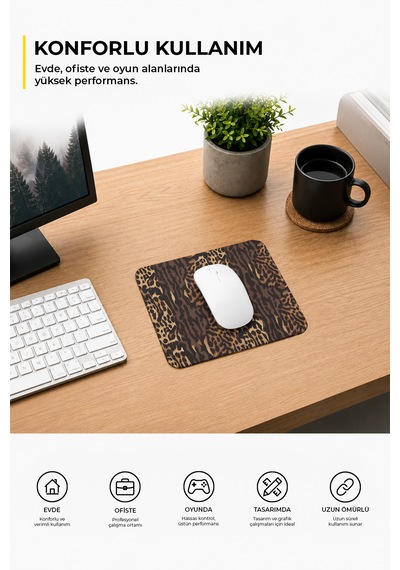 Leopar Desenli Renkli Ergonomik Mouse Pad Kaymaz Taban Ev Ve Ofis Kullanımı Fare Altlığı Mousepad Çok Renkli
