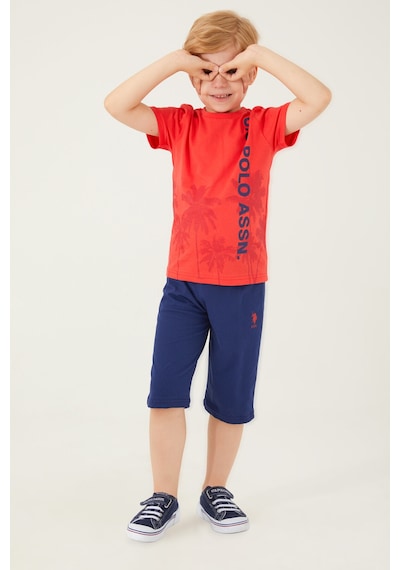 U.S. Polo Assn Pomegranate Flower Nar Rengi Erkek Çocuk Kapri Takım Çok Renkli