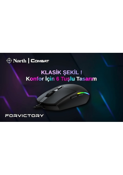 North Combat Kablolu RGB Optik Oyuncu Mouse