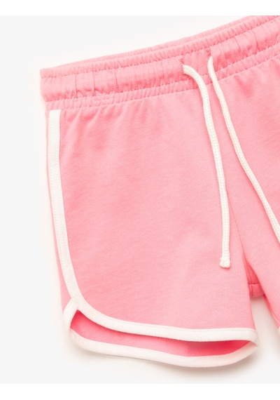 Koton Pamuklu Beli Bağcıklı Biyeli Mini Şort Pembe 5smg40002ak Gül