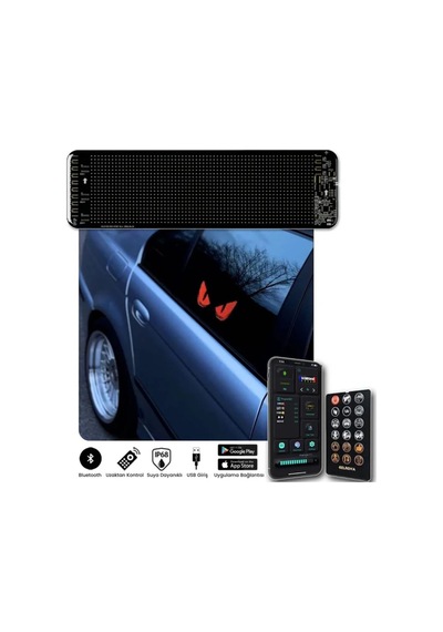 37 Cm Led Panel Yazı Yazan Telefon Kontrollü Led Ekran Kamyon Otobüs İş Yeri Araba Cam Duvar