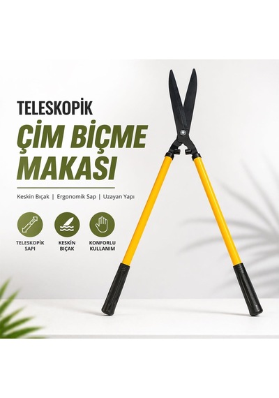 Teleskopik Çim Biçme Makası Uzatılabilir Saplı Bahçe Makası Profesyonel Çit Budama Makası Dayanıklı