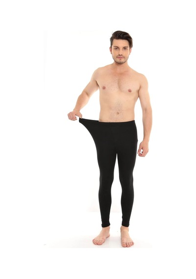 Erkek İçi Pamuklu Termal Pijama Tayt İçlik Siyah