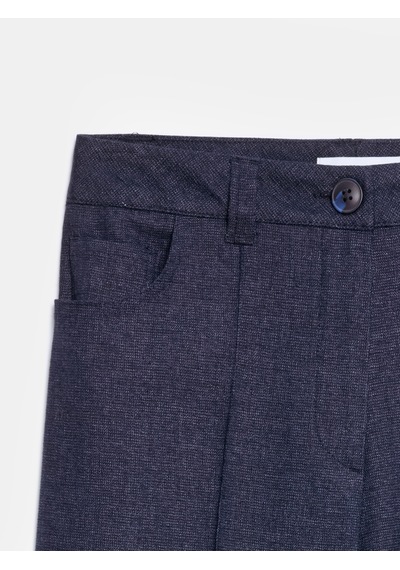 DİLVİN 72728 Keten Karışımlı Geniş Paça Pantolon-lacivert
