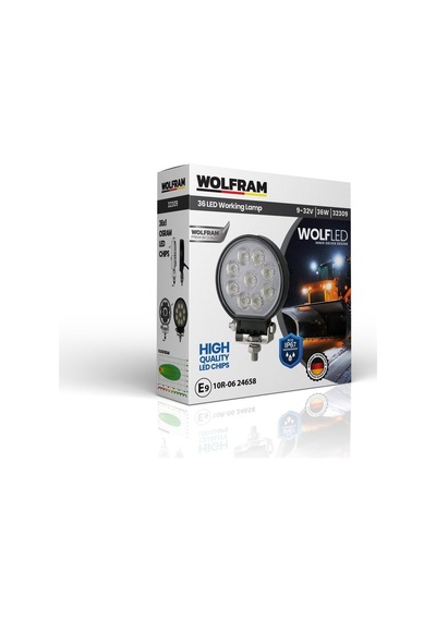 Wolfram Wolf Serisi 32309 Çalışma Lambası Yuvarlak Maxsi 3060 Lümen Flood - Wolfram 32309