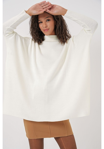 Hiccup Bdart Oversize Akrilik Bisiklet Yaka Kazak Beyaz