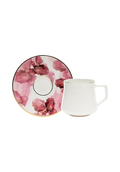 Evaliza Pembe Çiçek 6 Kişilik Çay Fincan Takımı 130 Ml