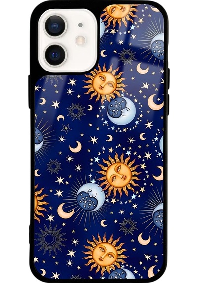 Apple Uyumlu iPhone 12 Night Tasarımlı Glossy Telefon Kılıfı Siyah