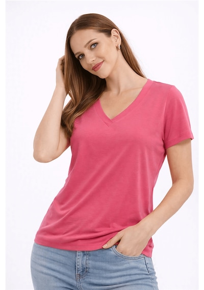 Fashion Friends V Yaka Kadın Bluz 26y0144k1 Fuşya