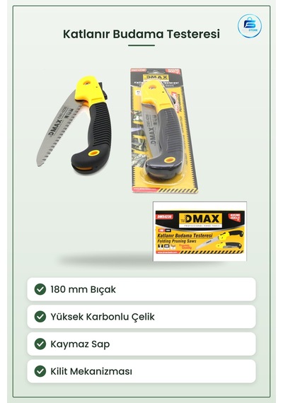 Budama Testeresi Katlanır 180 Mm Bahçe Bağ Meyve Ağacı Dalı Kesme