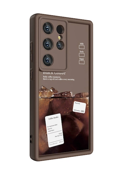 Galaxy Uyumlu S23 Ultra Kılıf Kamera Korumalı Baskılı Arka Yüzey Klas Kapak - Koyu Koyu Kahve Koyu Kahve