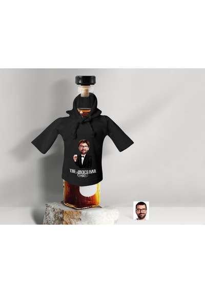 Bk Gift Kişiye Özel Karikatürlü Mini Siyah İçki Şişesi Tişörtü , Ev Bar Dekoru, Viski, Şarap, Votka, Rakı Şişesi Tişörtü, Ev Barı-2