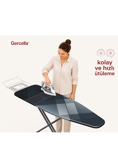 Hediyeli Blue Plaid Ütü Masası Kılıfı Bezi Örtüsü İndigo Mavisi