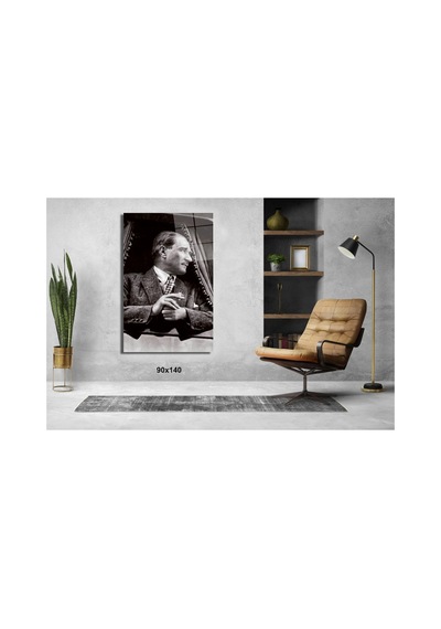 Atatürk 16 Atatürk Ve Türkiye Cam Tablo Pct0512 Atatürk Temalı Dekoratif Duvar Tablosu, Salon, Ofis Ve Çalışma Alanı Dekoru,