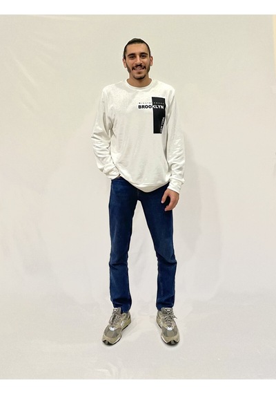 Erkek Bisiklet Yaka Rahat Kalıp 3 İplik Kalın W.brooklyn Baskılı Sweatshirt Spr24sw31 Ecru
