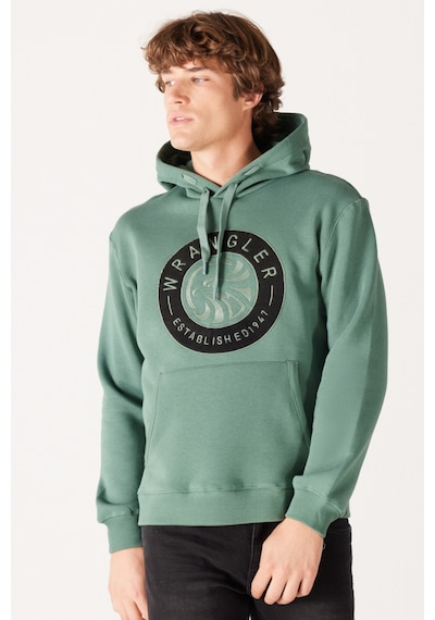 Wrangler Regular Fit Normal Kesim Kapüşonlu İçi Polarlı Yeşil Sweatshirt