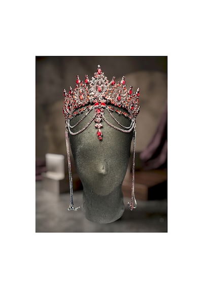 Diamond Veil Crown Alınlıklı Gelin,kına,nişan,söz,after,bride,party Taç Bordo - 885835840 Bordo