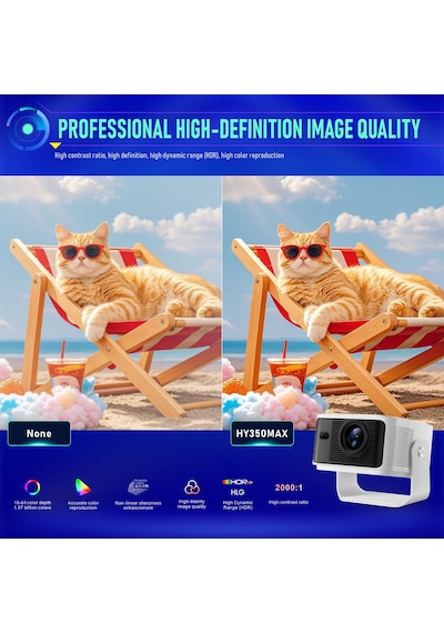 İdragon Hy350max Android 14 Akıllı Projeksiyon Cihazı 1080p Full Hd 500 Ansı Lümen Wifi 6 Bluetooth 5.4 Auto Focus Ultra Kısa Mesafe 4k/8k Destekli Mini Projeksiyon