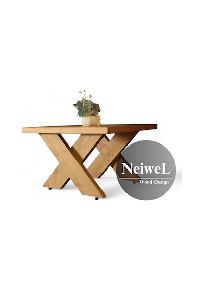 Neiwel Hamra Doğal Ahşap Ofis Sehpa-60-60 Açık Ceviz