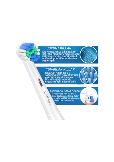 Soft Bristles Oral-B Diş Fırçasına Uyumlu Yedek Başlık 8'li