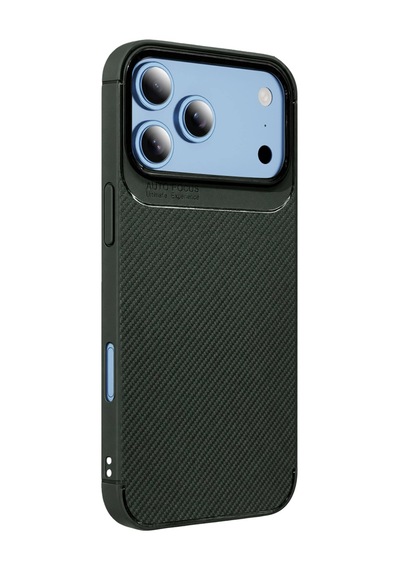 Apple Uyumlu iPhone 18 Pro Max Auto Focus Karbon Kapak - Yeşil Çr