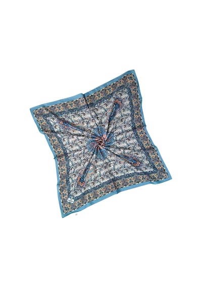 Mim Eşarp Prime Pamuk Etnik Desenli Eşarp 90x90 Cm İndigo - Beyaz