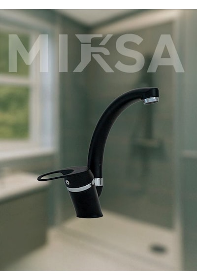 Siyah-krom Mix Kuğu Banyo Lavabo Bataryası, Musluğu, Çeşmesi Çift Su Girişli