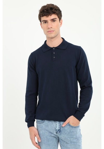 Dufy Erkek Regular Fit Polo Yaka Lacivert Triko-19498