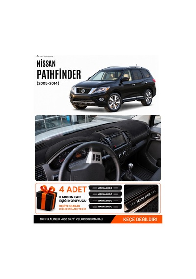 Nissan Pathfinder 2005-2014 Uyumlu Torpido Koruma, Torpido Örtüsü, Torpido Kılıfı - Siyah