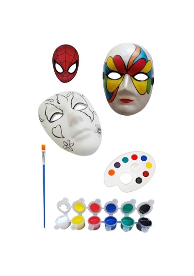3 Adet Karton Maske Boyama Faaliyeti, Resim Başlangıç Seti, 3erli Set, Maske Boyama Seti