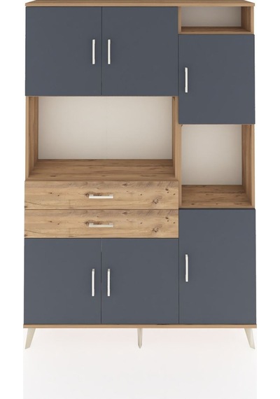 Arges Dolap 9 Raflı 2 Çekmeceli 6 Kapaklı 132x30x195 Çam-antrasit/çam Antrasıt/atlas Çam