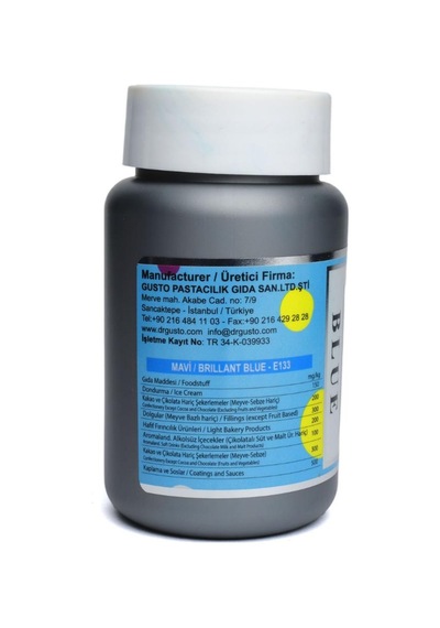 Su Bazlı Toz Gıda Boyası Mavi 75 Gr Profesyonel Yoğun Pigment Pastacılık Boyası
