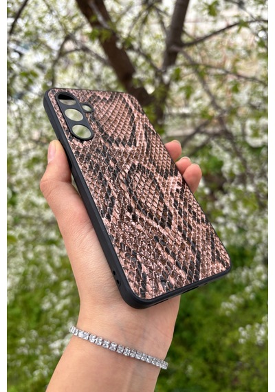 Samsung Uyumlu Galaxy A16 Yılan Desenli Kabartma Dokulu Kılıf Açık Kiremit