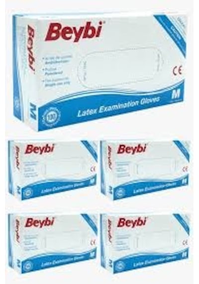 Beybi Pudralı Lateks Muayene Eldiveni 100'lü x 5 Paket M