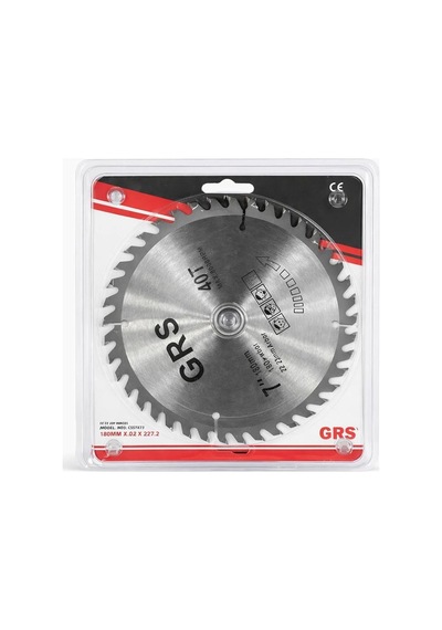 Grs Daire Testere Bıçağı, 180mm, 40 Diş, 22.23mm Göbek Deliği, Ahşap Kesim İçin