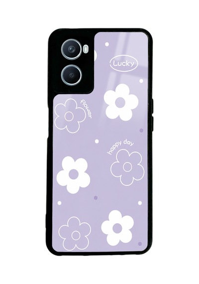 Oppo A96 Purple Lucky Happy Day Tasarımlı Glossy Telefon Kılıfı Mor