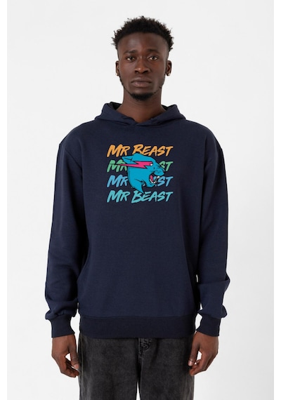 Mr Beast Lettern Lacivert Erkek 3ip Kapşonlu Lacivert