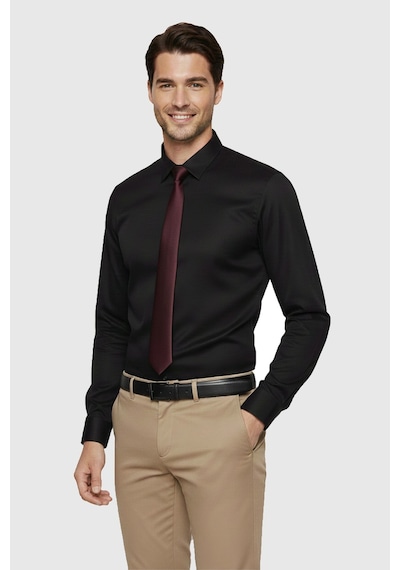 Deepsea Siyah Slim Fit Erkek Gömlek Kolay Ütülenen Nefes Alan Kumaş, Dört Mevsim Şıklık 2608515 Siyah Deepsea Siyah Slim Fit Erkek Gömlek Kolay Ütülenen Nefes Alan Kumaş, Dört Mevsim Şıklık 2608515 Siyah