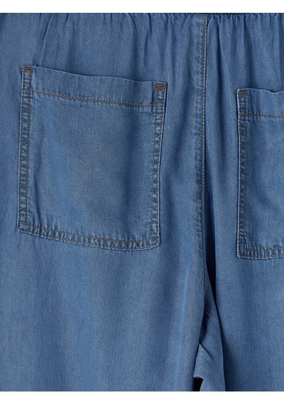Lcw Comfort İndigo Beli Lastikli Wideleg Kadın Jean Pantolon