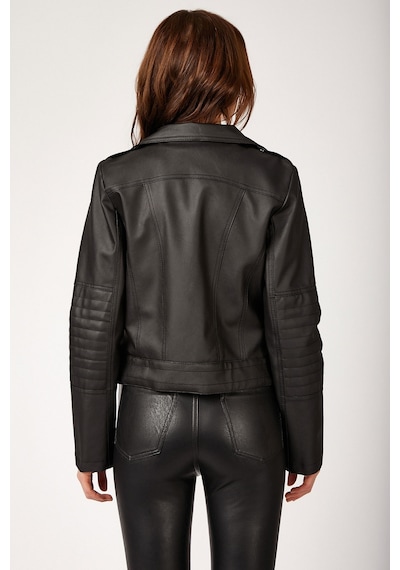Bigdart 1025 Suni Deri Biker Ceket - Siyah 001