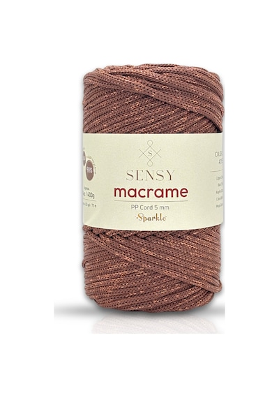 Sensy Simli 5 Mm Polyester Makrome İpi 400 Gr Bakır Supla İp Ve Çanta İpliği