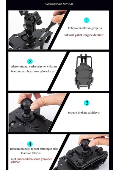 Lexroo Bisiklet Motosiklet Ve Scooter İçin Gidon Uyumlu Telefon Tutucu  Malzeme Yüksek Standart