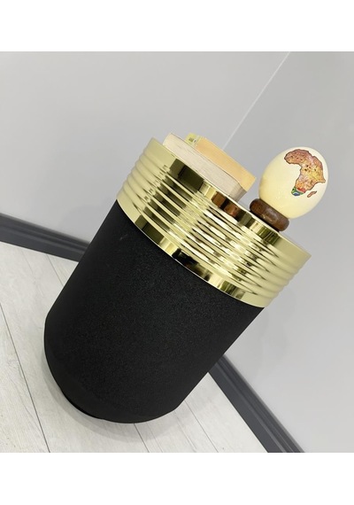 Elegant Dekoratif Gold Darbuka Siyah Sehpa 60cm