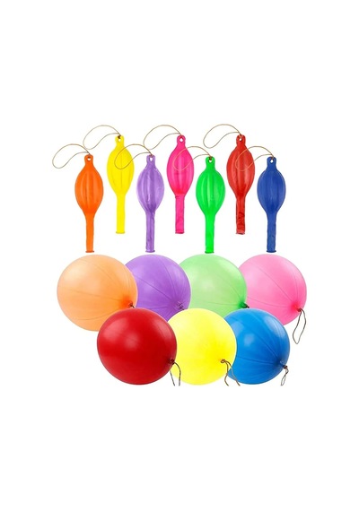 Lastikli Zıpzıp Balon Ipli Punch Panç Büyük Balon 10 Adet
