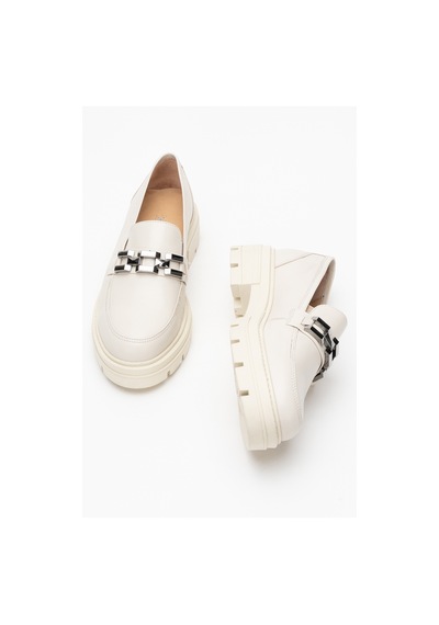 Dericlub Kadın Loafer Kalın Taban Tokalı Makosen Ayakkabı Br 44282 Bej
