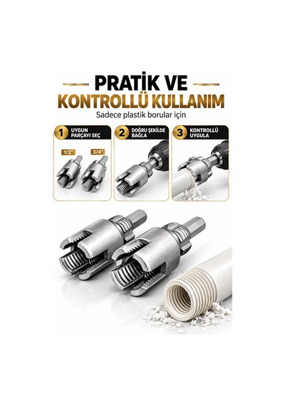 İç Dış Plastik Boru Diş Açma Seti 2 Li 1/2 Ve 3/4 İnç Borulara Uy